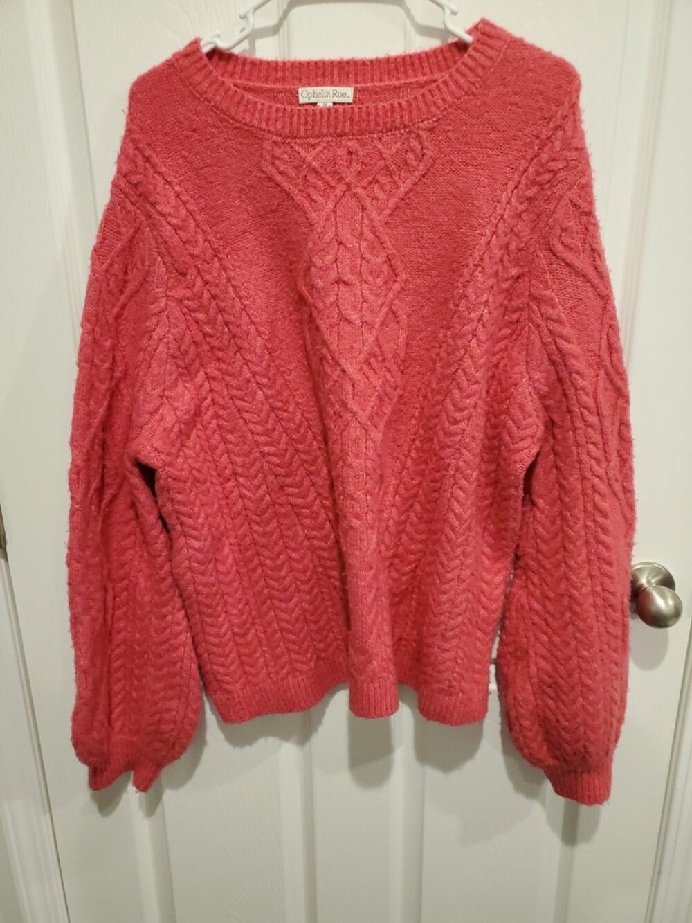 Ophelia Roe Pink Cable Knit Sweater – Soft & Cozy | Women’s Size 2x